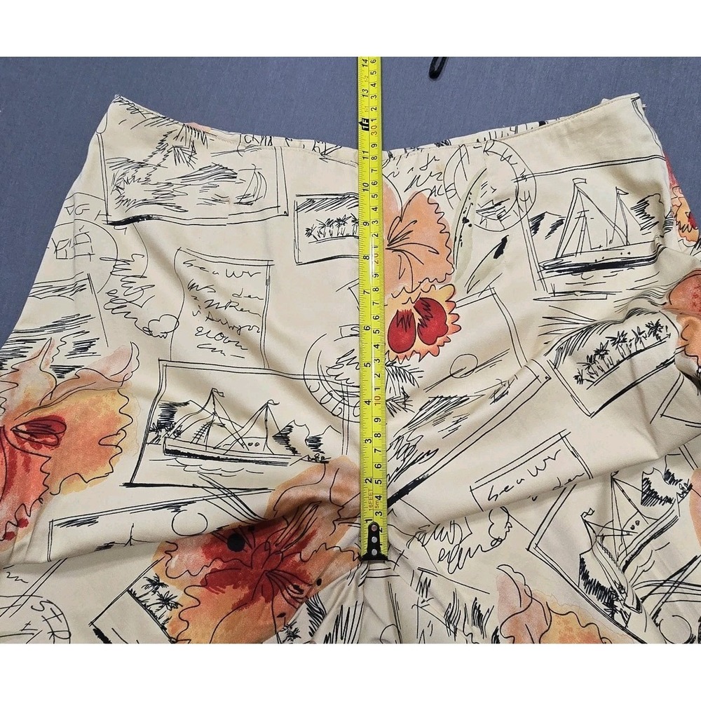 Hearts Of All Over Vintage Postcard Print Women Capri Pants Sz 12 Side Waist Zip - Picture 7 of 9